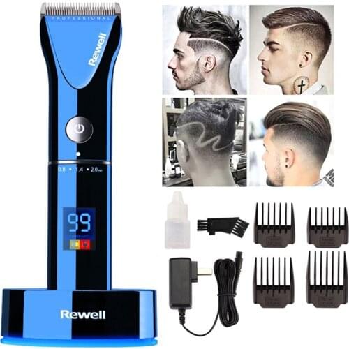 Professional Fast Electric Hair Clipper for Barber Blue Hair Trimmer For Men Precision Mute Hair Cutter with Base 4 Limit Comb