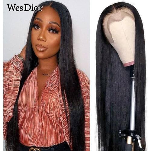 Straight Lace Front Wig 13x4 Brazilian Straight Human Hair Wigs For Black Women 4x4 Lace Closure Wig Density 180 Preplucked Remy
