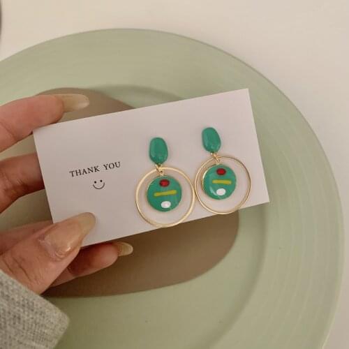 Early Spring Green Color Earrings 2021 New Trendy Ear Stud Simple Literary Atmosphere Girl Women Jewelry