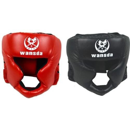 Free Size Muay Thai Boxing Taekwondo MMA Helmet Leather MMA Protector Headgear Fighting Judo Kickboxing Head Guard