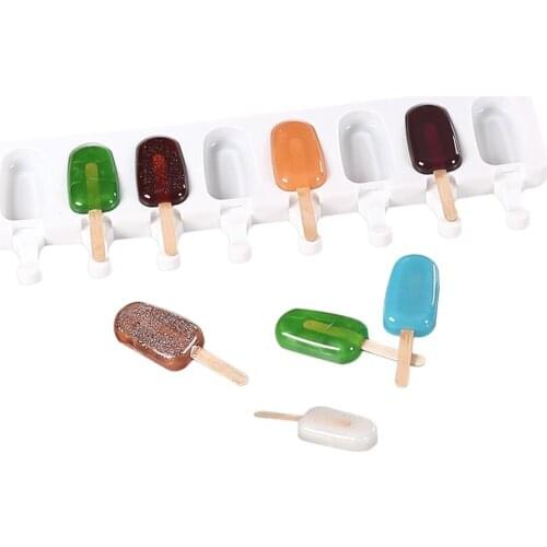 8 Cavity Ice Cream Silicone Mold Popsicle Making DIY Ice Cube Dessert Mould