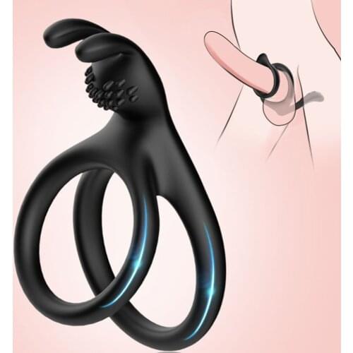 Silicone Dual Cock Ring Delay Ejaculation Sex Toys for Men Erection Scrotum Bind Penis Ring Prostate Massage Adult Sex Products