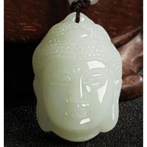 Xinjiang Hetian jade white elephant Buddha hanging pendant Guanyin head pendant to send the certificate