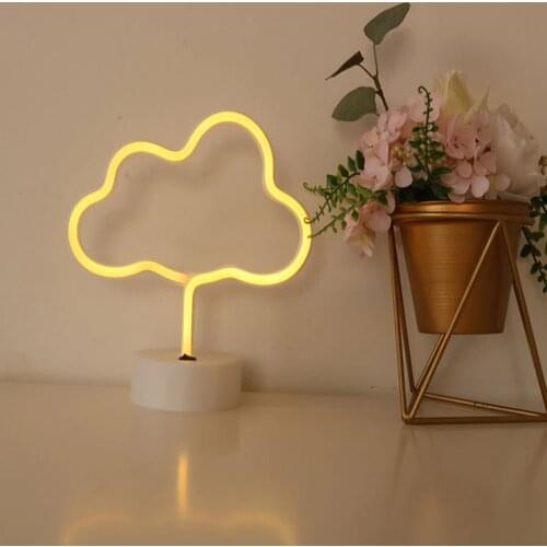 LED Cloud Design Neon Sign Night Light Art Decorative Lights Plastic Tabletop Lamp for Kids Baby Room Holiday Lighting Xmas Part