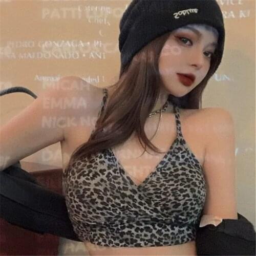 Leopard Print Tube Top Women Camisoles 2021 New Girls Sling Tops Bra Sexy V Neck Vest Cropped Tanks Streetwear