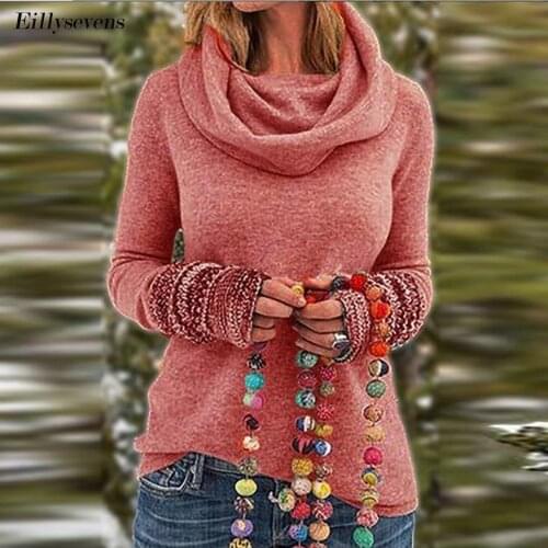 Vintage Patchwork Hooded Sweatshirt Women Turtleneck Long Sleeve Casual Plus Size Hoodies Lady Winter Warm Pocket Pullovers