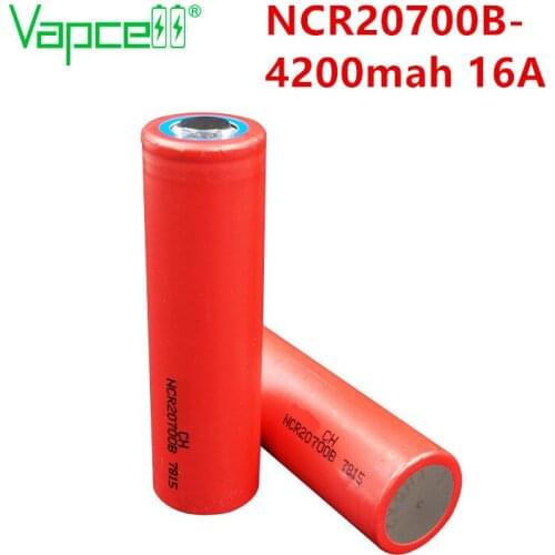 Vapcell 100% original NCR20700B 4200mah 16A high capacity 3.7V Li lon rechargeable 20700 flashlight batteries for power tools