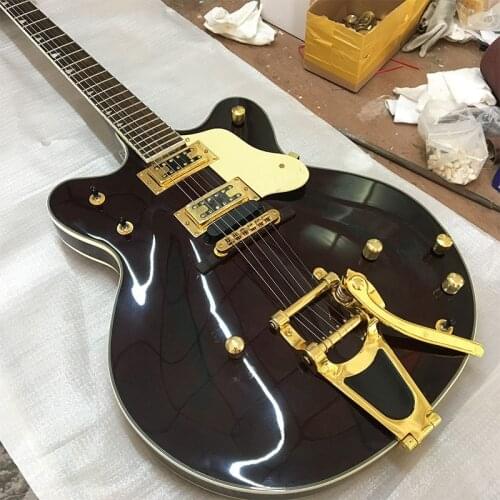 High-quality 6-string electric guitar, semi-hollow guitar, big jazz tremolo system, golden accessories, Korean pickup, postage