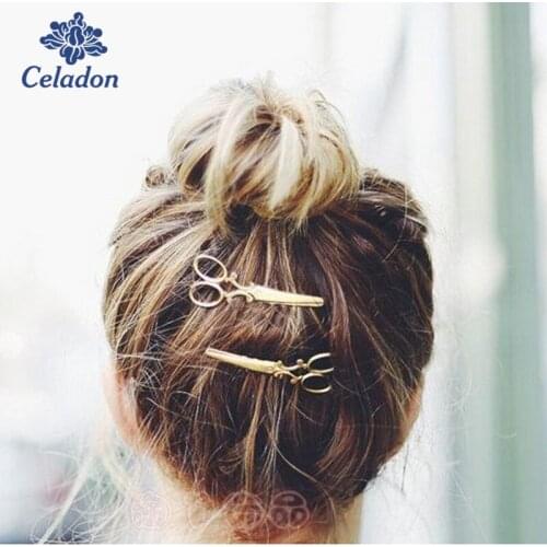 Creative Gold Silvery Scissors Shape Hair Clip Hairclip Hair Accessories For Women Girls,Hairpins Barrettes Bobby Pins