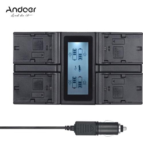 Andoer LP-E6 LP-E6N 4-Channel Digital Camera Battery Charger for Canon EOS 5DII 5DIII 5DS 5DSR 6D 7DII 60/70/80D +DC Car Charger