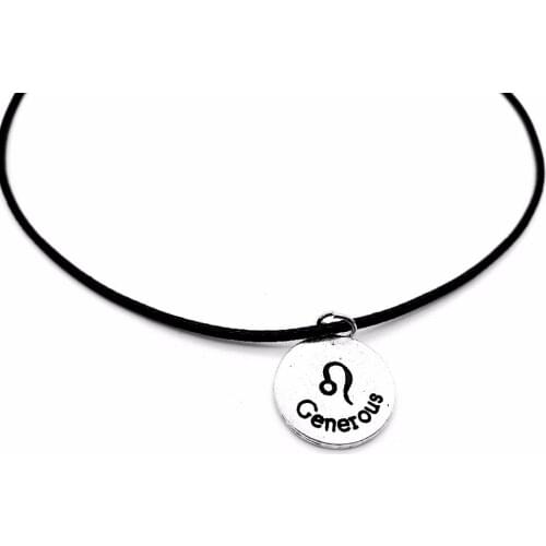 10PCS Zodiac Leo Necklace Signs 12 Constellation Rope Necklace Horoscope Disc Lion Generous Letter Leather Necklaces