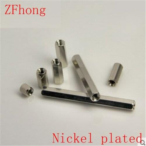 100pcs M3*5 to 60 Nickel plated Brass Standoff Spacer Female Female Spacing