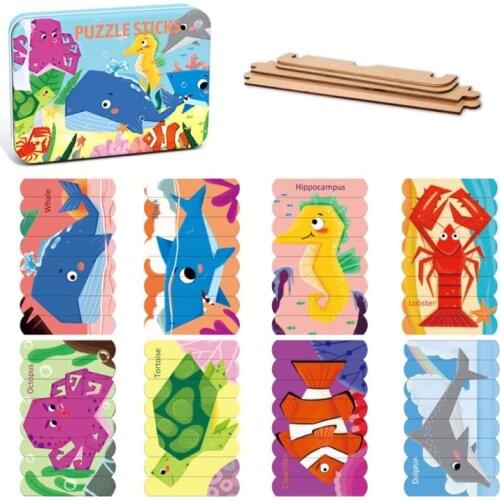 2021 New 8Patterns Sensory Puzzle Toy Brain Developmental Puzzle Sticks Teaching Playsets