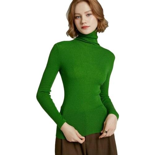 2021 woman winter 100% Cashmere sweaters knitted Pullovers jumper Warm Female Turtleneck blouse blue long sleeve clothing