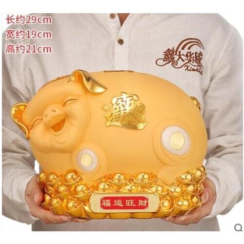21cm Resin Zodiac Pig Piggy Bank Lucky Craft Decoration