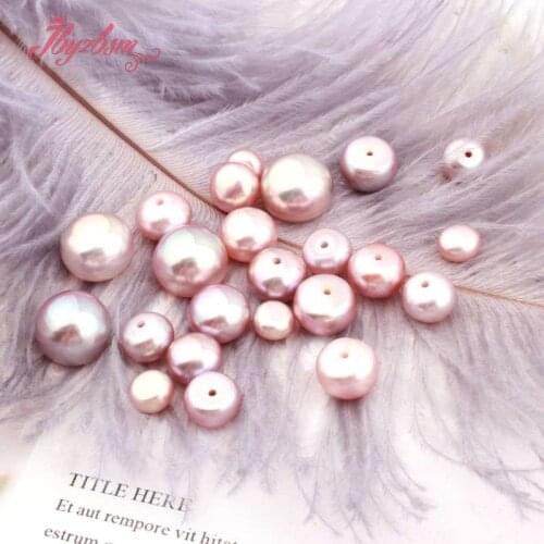 Half Drilling Purple Freshwater Pearl 3A Grade Button Beads Natural Stone Beads For Yourself DIY Earring Jewelry Fashion 5 Pair