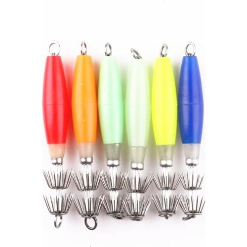 5Pcs/lot Luminous Simulation Squid Hook Lifelike Fishing Tackle Lures Squid Jig Lures 10cm 15.5g Super Strong Fishing Hook