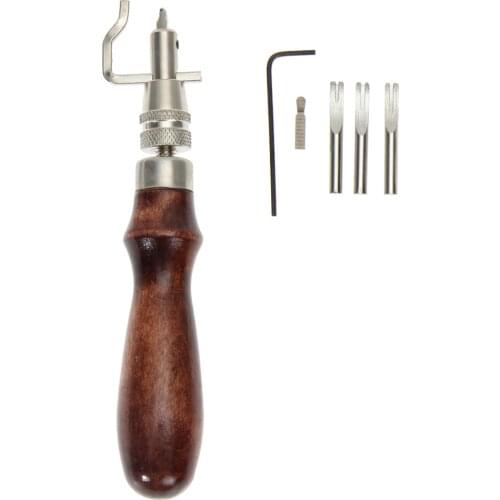 7 in 1 DIY Leathercraft Adjustable Pro Stitching Groover Crease Leather Tools Edge Skiving Beveling Knife Sewing Cutting Tools