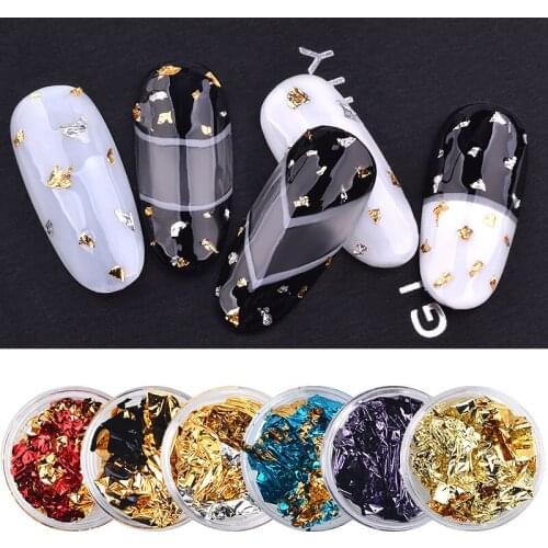 1 Box Colorful Nail Art Glitter Aluminum Foils Irregular Sticker Flakes Foil Paper 3d Creative Decorations Manicure Accessories