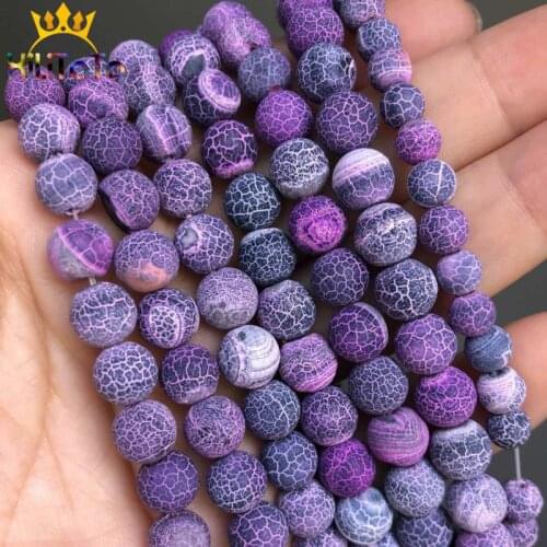 Natural Stone Beads Frost Red Cracked Dream Fire Dragon Veins Agates Onyx Beads For Jewelry Making DIY Bracelet 15‘’ 6/8/10mm