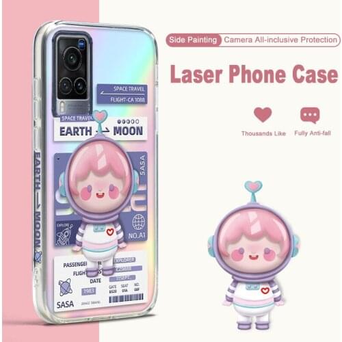 ASINA Laser TPU Case For VIVO X50 X60 Pro Cover Cartoon Bumper Fashion Couple Cases For ViVO S6 S7 S9 Luxury Soft Girl Fundas