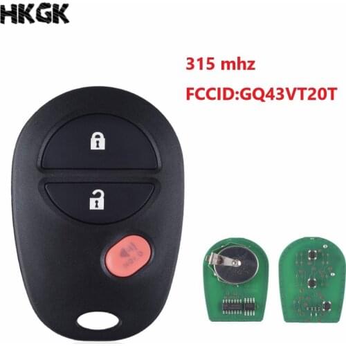 3 Buttons Remote Car Key Fob For Toyota Tacoma HIGHLANDER SEQUOIA Sienna Tundra GQ43VT20T 315Mhz