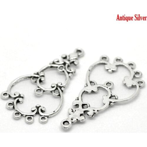 Doreen Box Lovely 50PCs Silver Color Chandelier Connectors 35x19mm(1 3/8"x6/8") (B20971)