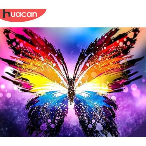 HUACAN 5D DIY Diamond Painting Butterfly Diamond Embroidery Animal Home Decor Mosaic Handmade New Arrival