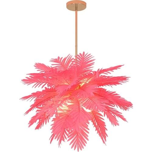 Palm Tree Shape Ostrich Feather Deco Pendant Lights LED Lamp Modern Romantic Atmosphere Light for Living Room Wedding Room
