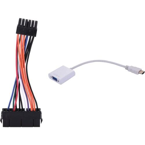 HDMI to VGA HDMI Male to VGA RGB Male to Female Cable with PSU ATX 24Pin Female to 12Pin Male Power Supply Sleeved Cable