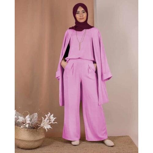 Kaftan Islam Clothing For Women Djellaba Tops Pants Muslim Dress Abayas Hijab Three-piece Abaya Turkish Kimon Robe Dubai Caftan