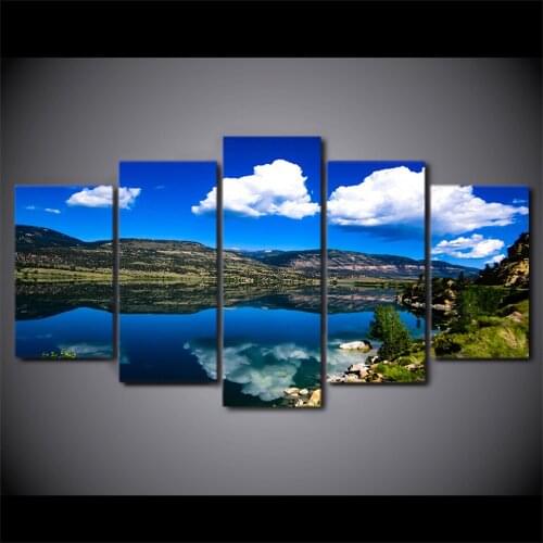 Mountain Lake Canvas Painting Beautiful Landscape Wall Picture for Living Room Decoration Nature Posters and Prints Wall Art