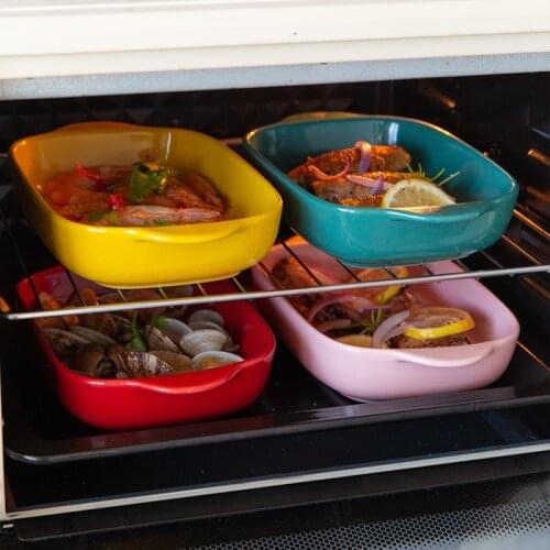 MDZF SWEETHOME Ceramic Baking Disher Rectangular Bakeware Pan Baking Dish For Cooking Meat Fruit Snacks Plate Kitchen Utensils