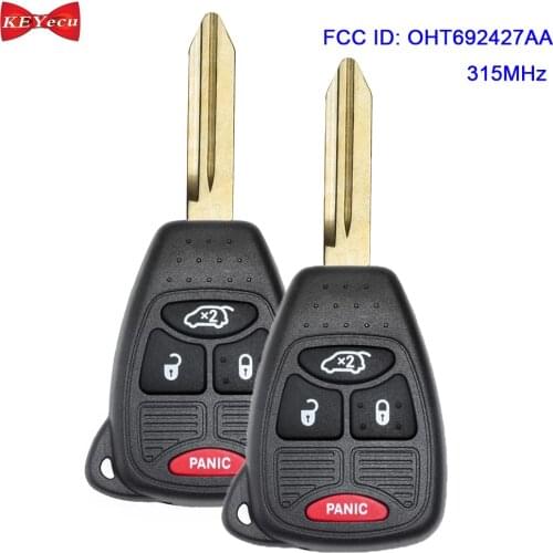 KEYECU 2pcs for Chrysler 200 300 Aspen for Dodge Avenger for Jeep Liberty Remote Car Key Fob 315MHz OHT692427AA