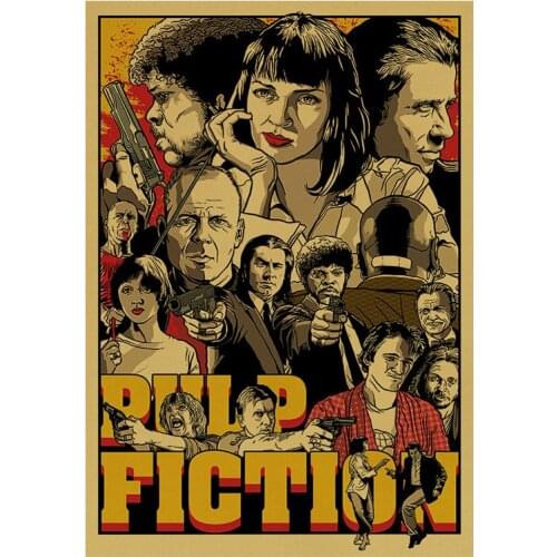Classic Movie Pulp Fiction Vintage Poster Painting Kraft Paper Wall Art Room Decor Stickers Cafe Bar Posters Wall Sticker