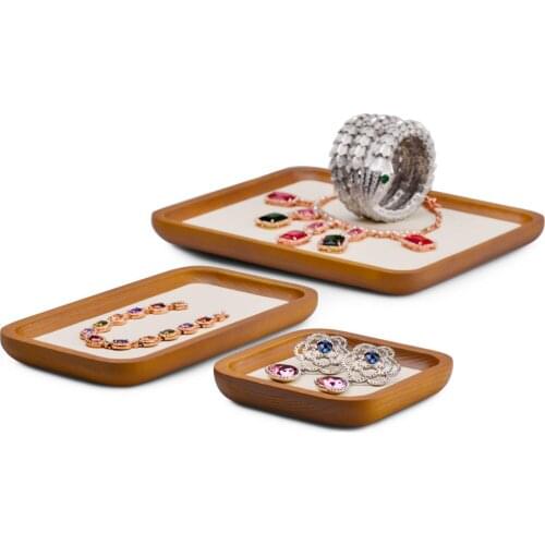 Wooden Style Series Storage Tray Solid Wood Jewelry Display Tray Rings Earrings Necklaces Bracelets Tray