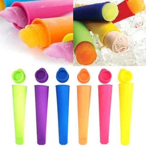 Ice Mould Set With Leak Proof Caps 6 Pcs Silicone Popsicle Up Push Smoothie Cream Colorful Ice With Mixed Maker