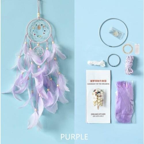 DIY Wall Dreamcatcher Led Handmade Feather Dream Catcher Braided Wind Chimes Art For Room Decoration Hanging Home Decor Poster