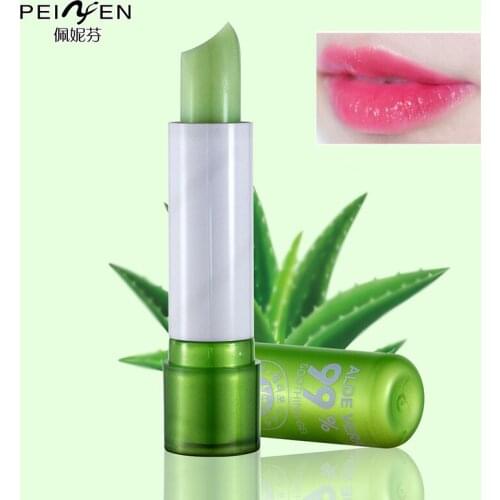 Natural Organic 99% Aloe Moisturizing Lip Balm Temperature Change lip wrinkles Lipstick For Woman Lip Care baby lips PN003