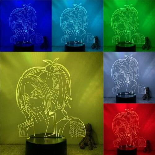Attack on Titan Hange Zoe Smiling LED NightLight 7 Colors Touch Table Decor Night Light Gift Model 3D Lamp Action Figure