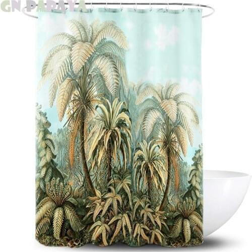 Nordic Tropical plant macrame Bath Curtains Waterproof Polyester Fabric retro green animal Shower Curtains Screen with Hooks