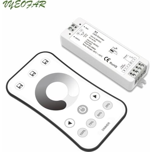 New Led Dimmer Controller 12V RF Dim Wireless Remote DC5-36V CV Constant Voltage Receiver 5050 3528 Strip Dimming ON Off Switch
