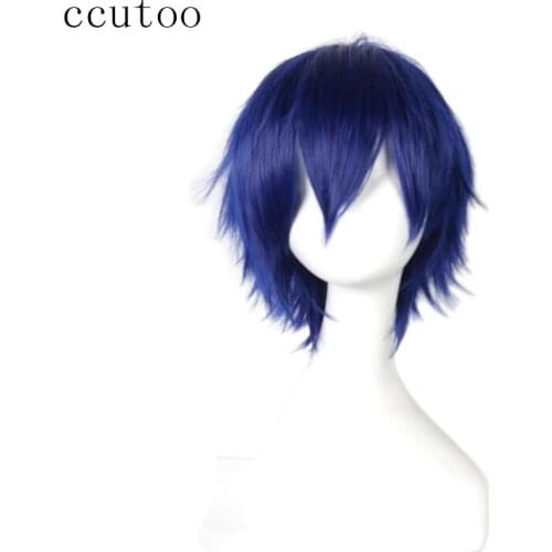 Ccutoo Blue Short Fluffy Layered 30cm Date A Live Shido Itsuka Synthetic Hair Cosplay Full Wigs Heat Resistance Fiber