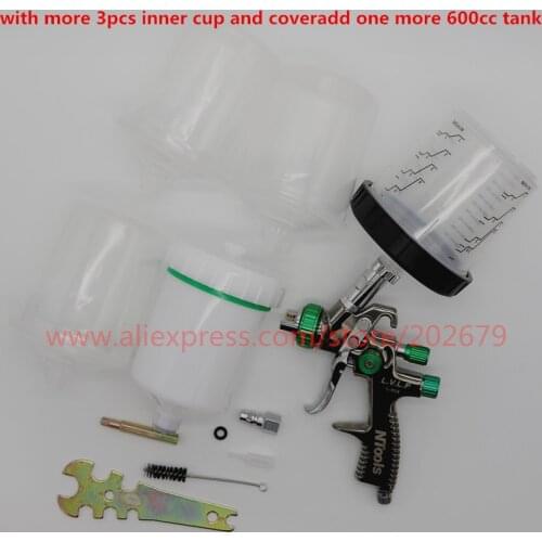 LVLP Spray Gun PPS No-Wash Cup Spray Gun 1.3mm Gravity Feed Type Adapter Pot Airbrush LVLP Gravity Feed Paint Gun Air Spray Gun