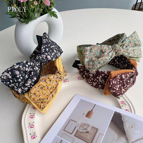 PROLY New Fashion Women Headband Big Bowknot Hairband Soft Flower Hair Band Girls Autumn Hair Accessories Wholesale