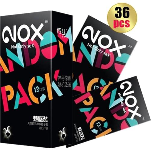 NOX Condoms Thread Large bump SmoothPenis sleeve Natural Latex Lubricated Ribbed Dotted Random 3 Style Penis Adult Sex Condoms