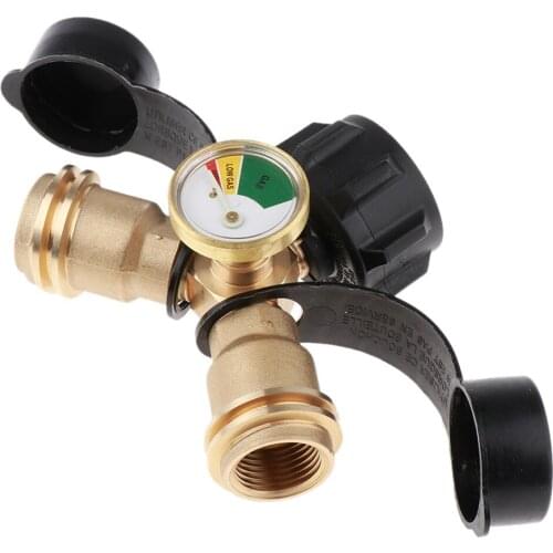 DURABLE Gas Propane Tank Y Splitter Adapter Tee Connector w/Pressure Gage