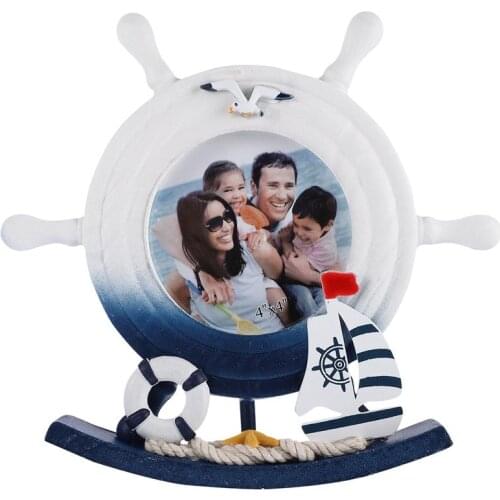 Steering Wheel Nautical Style Photo Frame Picture Holder Home Coffee Shop Decor Ornament Wooden Miniatures Birthday Gift