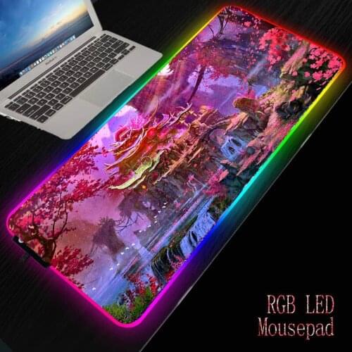 RGB Gaming MousePad Computer Large Flowers Forest Mousepad Backlit XXL Mouse Pads LED Gamer Mause Carpet 900x400 Desk Mat for CS