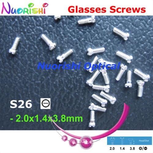 S26 2.0x1.4x3.8mm 10000pcs Glasses Eyewear Eyeglass Repairing Mini Screw Head in - + Type Free Shipping